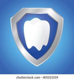 Vector stock of shield protecting teeth, health concept