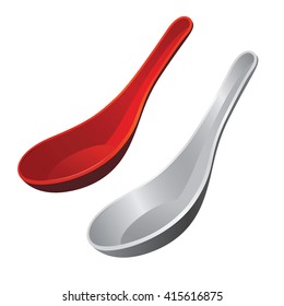 Vector Stock Of Silver And Red Soup Spoon