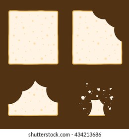 Vector stock of slice of bread in different eating stages