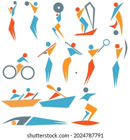 Vector stock sport icons colorful
