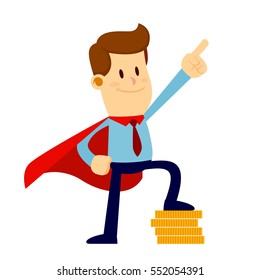 Vector stock of a superhero businessman standing proud wearing a red cape