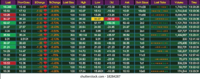 A Vector Stock Ticker Box Showing Declining Stocks