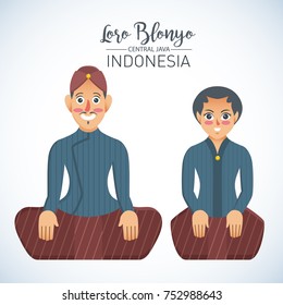 Vector stock of Traditional bridal couple from central java, Indonesia. Called Loro Blonyo.
