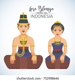 Vector stock of Traditional bridal couple from central java, Indonesia. Called Loro Blonyo.