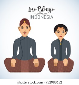 Vector stock of Traditional bridal couple from central java, Indonesia. Called Loro Blonyo.