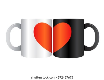 Vector stock of two drinking mug closed each other forming a heart symbol