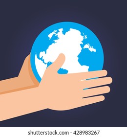 Vector stock of two hand holding and guarding planet earth