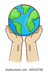 Vector stock of two hand holding planet earth