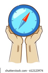 Vector stock of two hand holding a compass