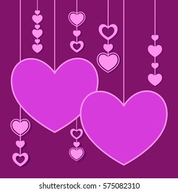 Vector stock of a valentines background with hanging love and heart shape