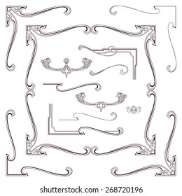 Vector stock. Victorian corners and elements to create a frame and background