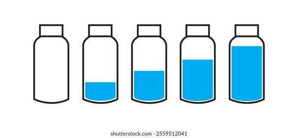 Vector stock of water plastic bottle with different water level