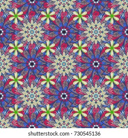 Vector - stock. Watercolor, hand drawn. Flowers of the valley on violet, pink and magenta colors. Seamless background pattern.