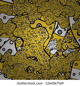 Vector - stock. White, yellow and black on colors. Seamless Beautiful fabric pattern. Doodles cute pattern. Nice background. It can be used on wallpaper, mug prints, baby apparels, wrapping boxes etc.