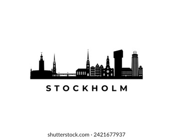 Vector Stockholm skyline. Travel Stockholm famous landmarks. Business and tourism concept for presentation, banner, web site.