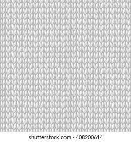 Vector stockinette stitch texture. Seamless white knitted pattern. High detailed stitches. Boundless background can be used for web page backgrounds, wallpapers, wrapping papers and invitations.