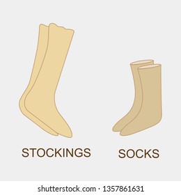 vector Stockings and socks isolated, fashion design silhouette illustration	
