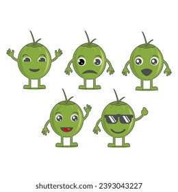 Ilustración del icono de la mascota de coco de vectores