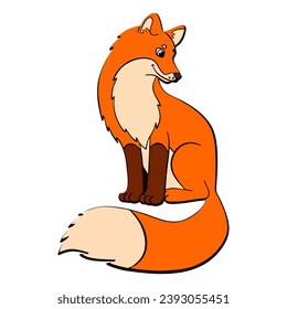 Vector stok cute fox cartoon style illustration