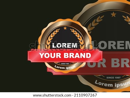 Vector stok Luxury gold label ribbon 
