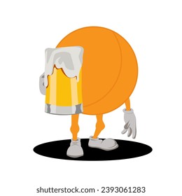 Baloncesto de mascota vector sujetando arte clip de ilustración de cerveza