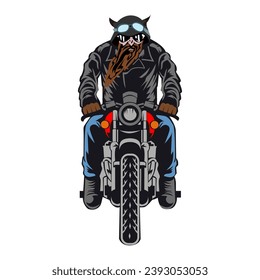 Vector stok riding motorcycle flat illustration