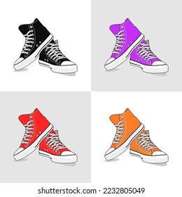 Vector Stok Sepatu sneakers Full Color