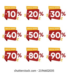 Descuento en la colección de etiquetas de ventas vectoriales de conjunto de vectores