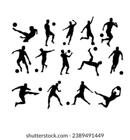 Vector stok silhouette football player set 