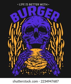 Hamburguesa De Calavera De Vector Para Impresión De Camisetas