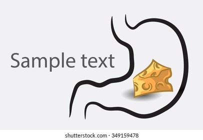 Vector stomach icon with cheese