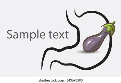 Vector stomach icon with eggplant