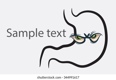 Vector stomach icon with eyes