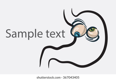 Vector stomach icon with eyes