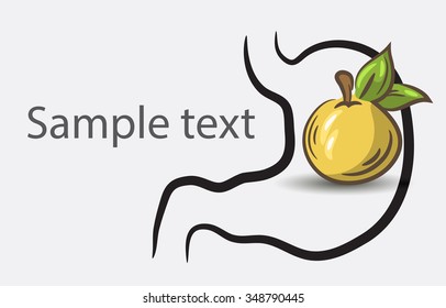 Vector stomach icon with fruit