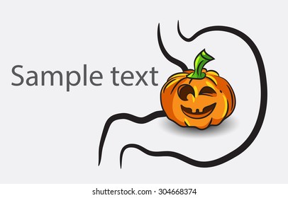 Vector stomach icon with halloween pumpkin