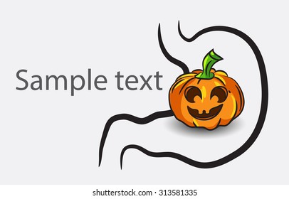 Vector stomach icon with halloween pumpkin