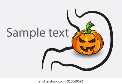 Vector stomach icon with halloween pumpkin