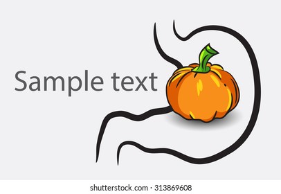 Vector stomach icon with halloween pumpkin