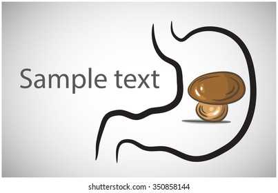 Vector stomach icon with mushroom