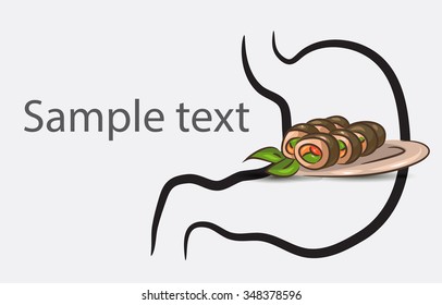 Vector stomach icon with sushi