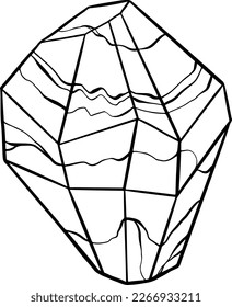 Vector Stone cartoon element. Mineral line icon. Rocks and crystals from geological deposits isolated on white background.