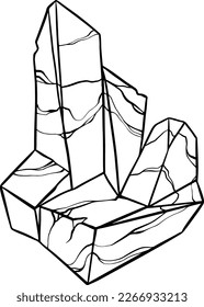 Elemento de dibujo animado de Piedra vectorial. Icono de línea mineral. Rocas y cristales de depósitos geológicos aislados en fondo blanco.