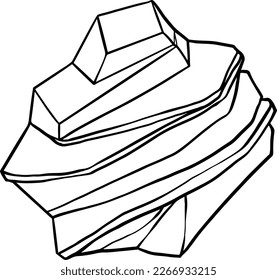 Vektor Stone Cartoon Element. Mineral Line Symbol. Felsen und Kristalle aus geologischen Ablagerungen einzeln auf weißem Hintergrund.