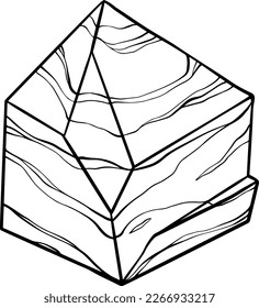 Vector Stone cartoon element. Mineral line icon. Rocks and crystals from geological deposits isolated on white background.