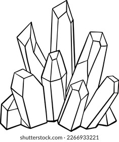 Vector Stone cartoon element. Mineral line icon. Rocks and crystals from geological deposits isolated on white background.