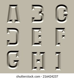 vector stone carved alphabet font - part 1