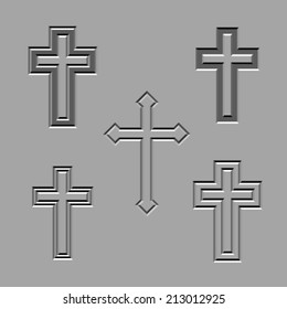 vector stone carved christian crosses