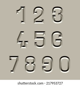 vector stone carved font numbers