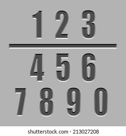 vector stone carved numbers font